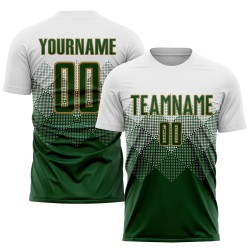 Maglia da calcio personalizzata con stampa sublimatica bianco-verde-oro antico