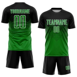 Maglia da calcio personalizzata con stampa a sublimazione verde erba nera-bianca Maglia da calcio personalizzata con stampa a sublimazione verde erba nera-bianca