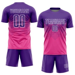 Maglia da calcio personalizzata con stampa sublimatica rosa viola-bianca