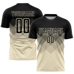 Maglia da calcio personalizzata in sublimazione nera e crema