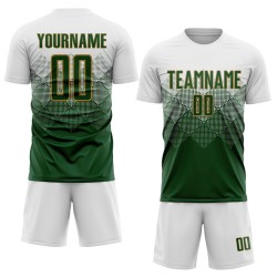 Maglia da calcio personalizzata con stampa sublimatica bianco-verde-oro antico Maglia da calcio personalizzata con stampa sublimatica bianco-verde-oro antico