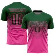 Maglia da calcio personalizzata con stampa a sublimazione rosa e verde