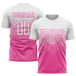Maglia da calcio personalizzata rosa bianca con stampa sublimatica