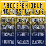 Maglia da calcio personalizzata con stampa sublimatica blu navy e bianca in oro Maglia da calcio personalizzata con stampa sublimatica blu navy e bianca in oro