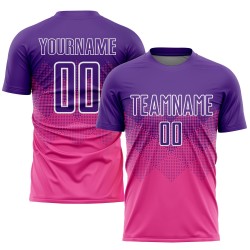 Maglia da calcio personalizzata con stampa sublimatica rosa viola-bianca