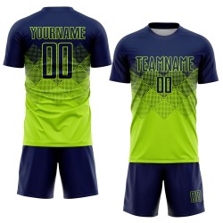Maglia da calcio personalizzata con stampa sublimatica verde neon blu navy Maglia da calcio personalizzata con stampa sublimatica verde neon blu navy
