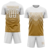 Maglia da calcio personalizzata con stampa a sublimazione bianca oro antico Maglia da calcio personalizzata con stampa a sublimazione bianca oro antico