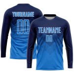 Maglia da calcio personalizzata con stampa a sublimazione blu navy e bianco Maglia da calcio personalizzata con stampa a sublimazione blu navy e bianco