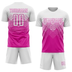Maglia da calcio personalizzata rosa scuro bianca con stampa a sublimazione Maglia da calcio personalizzata rosa scuro bianca con stampa a sublimazione