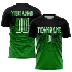 Maglia da calcio personalizzata con stampa a sublimazione verde erba nera-bianca